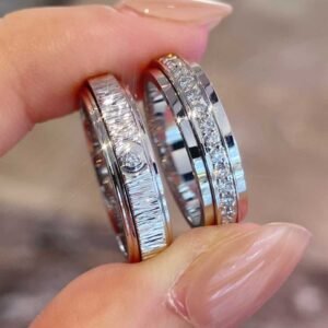 Premium 1:1 Possession "Decor Palace" Ring in Rhodium Finish Set with One Possession-Set Brilliant-Cut Diamond Replica – Custom Solid 18k White Gold with Diamonds