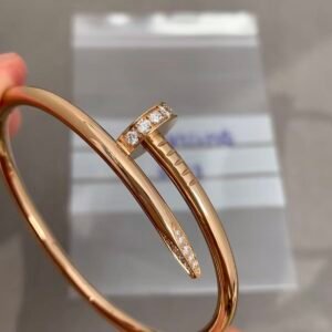 Premium 1:1 Cartier Juste un Clou Bracelet Replica – Custom Solid 18K Rose Gold with Diamonds