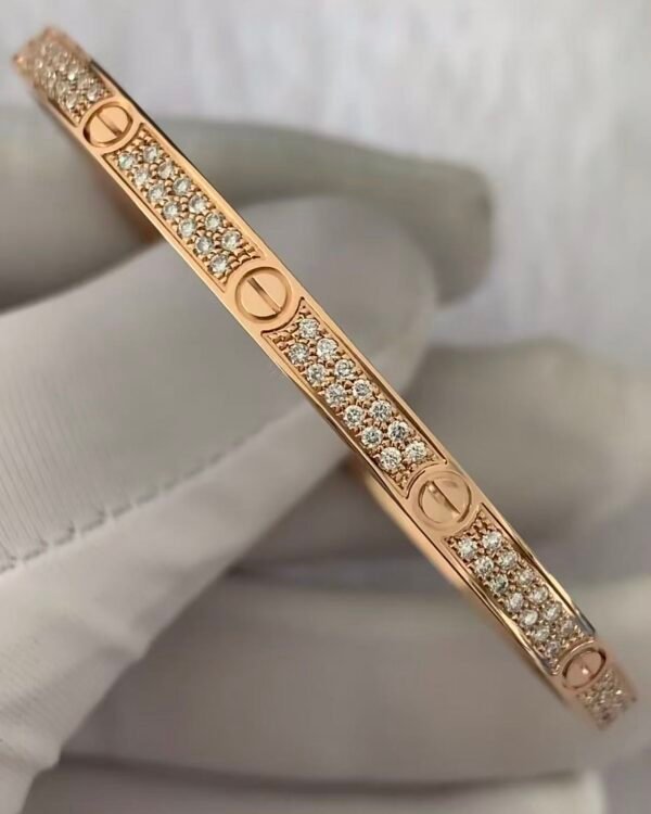 Premium 1:1 Cartier LOVE Bracelet Replica - Custom Solid 18K Rose Gold with Diamonds