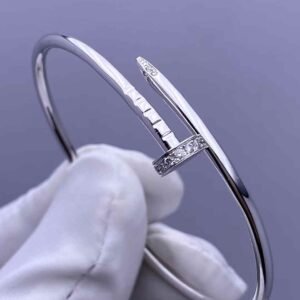 Premium 1:1 Cartier Juste un Clou Bracelet Replica – Custom Solid 18K White Gold with Diamonds