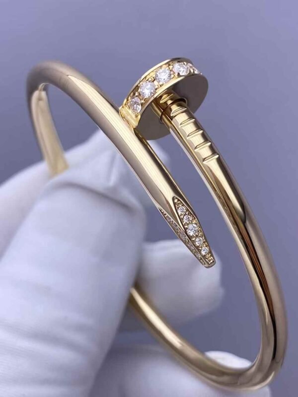 Premium 1:1 Cartier Juste un Clou Bracelet Replica – Custom Solid 18K Yellow Gold with Diamonds
