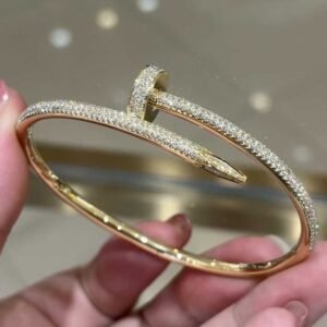 Premium 1:1 Cartier Juste un Clou Bracelet Replica – Custom Solid 18K Yellow Gold with Diamonds