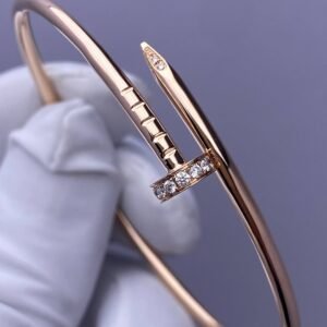 Premium 1:1 Cartier Juste un Clou Bracelet Replica – Custom Solid 18K Rose Gold with Diamonds