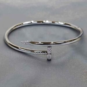 Premium 1:1 Cartier Juste un Clou Bracelet Replica - Custom Solid 18K White Gold with Diamonds
