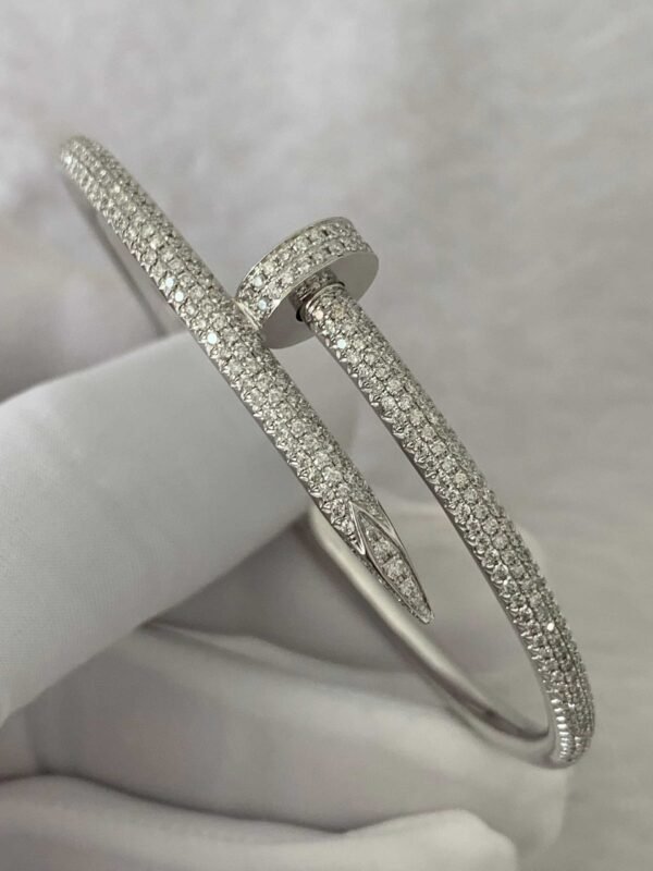 Premium 1:1 Cartier Juste un Clou Bracelet Replica – Custom Solid 18K White Gold with Diamonds