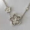 Premium 1:1 GRAFF Wild Flower Double Diamond Pendant – Custom Solid 18K White Gold