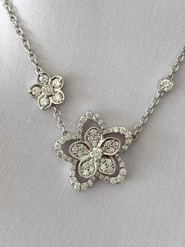 Premium 1:1 GRAFF Wild Flower Double Diamond Pendant – Custom Solid 18K White Gold