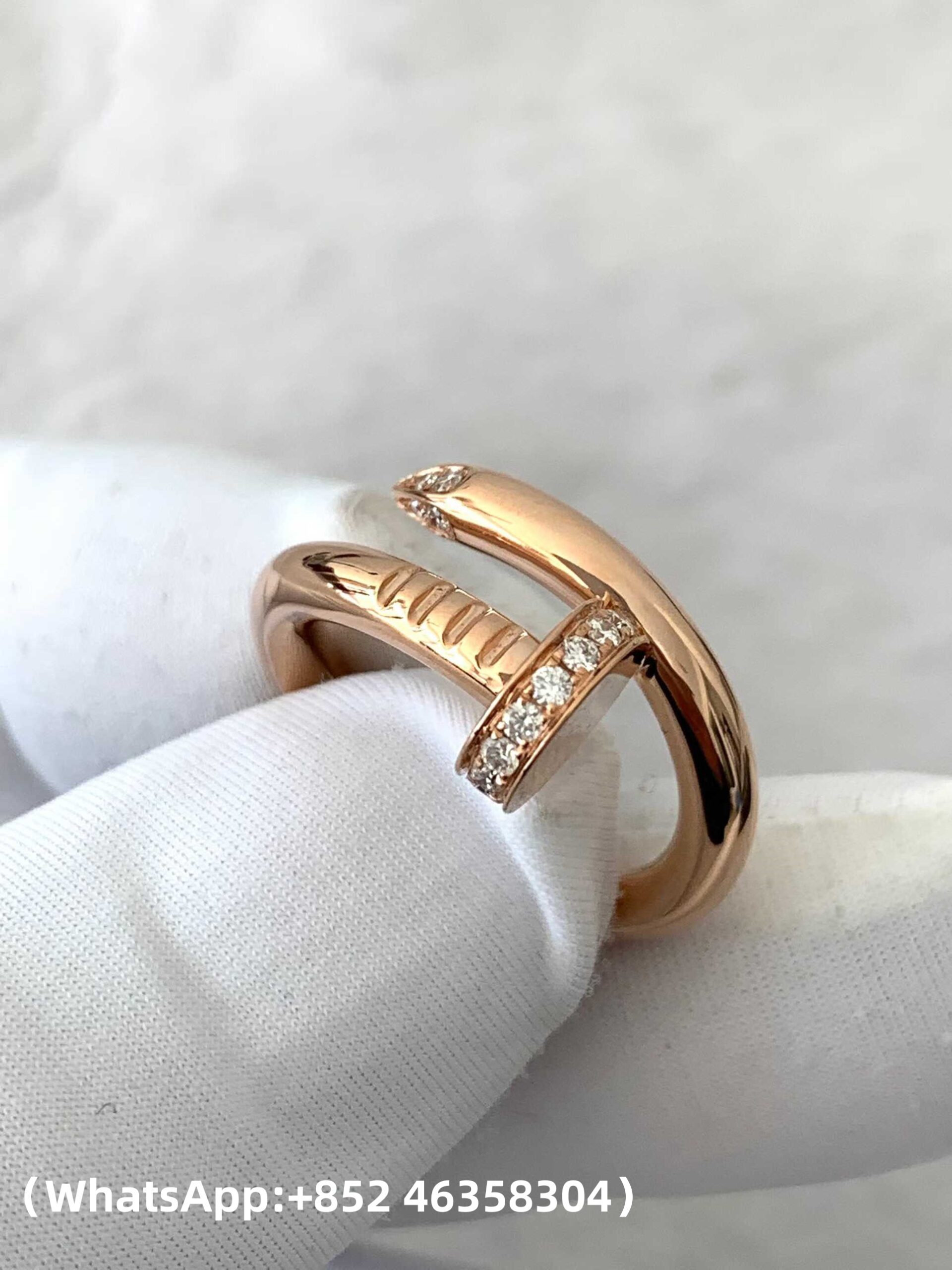 Premium 1:1 Cartier Juste un Clou Ring, Classic Model Replica – Custom Solid 18K Rose Gold with Diamonds