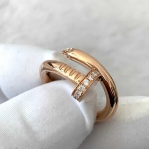 Premium 1:1 Cartier Juste un Clou Ring, Classic Model Replica – Custom Solid 18K Rose Gold with Diamonds