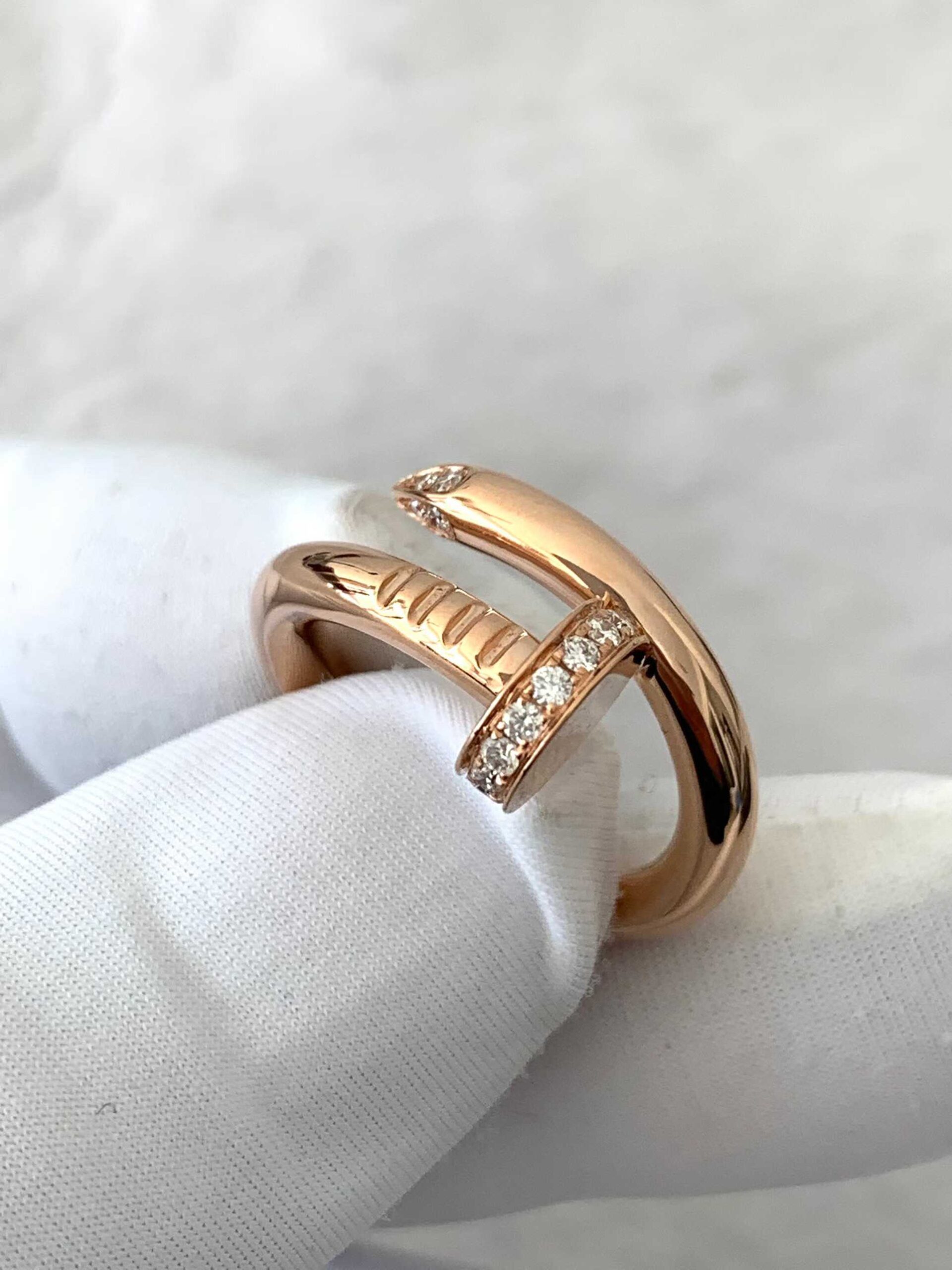 Premium 1:1 Cartier Juste un Clou Ring, Classic Model Replica – Custom Solid 18K Rose Gold with Diamonds