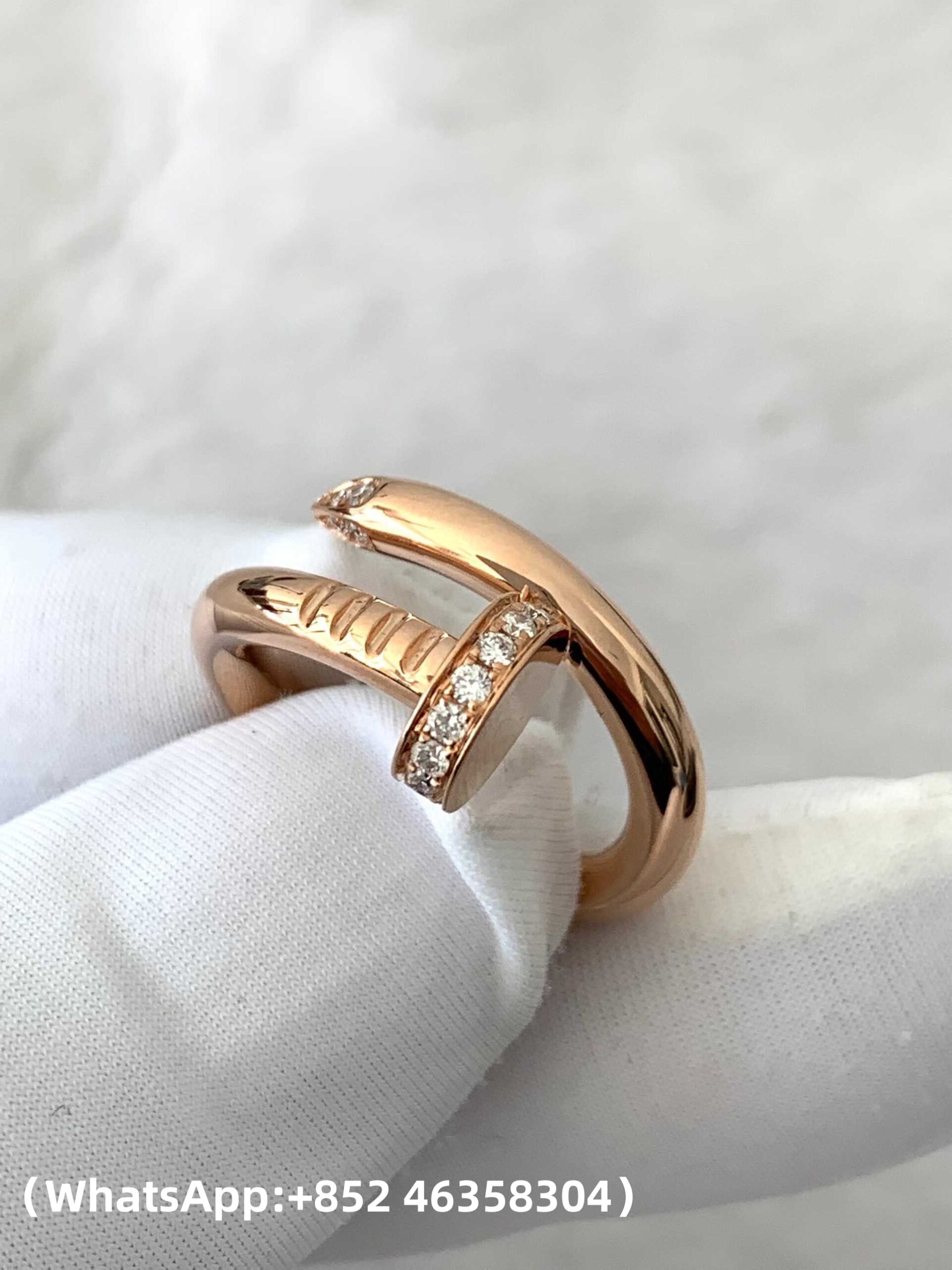 Premium 1:1 Cartier Juste un Clou Ring, Classic Model Replica – Custom Solid 18K Rose Gold with Diamonds
