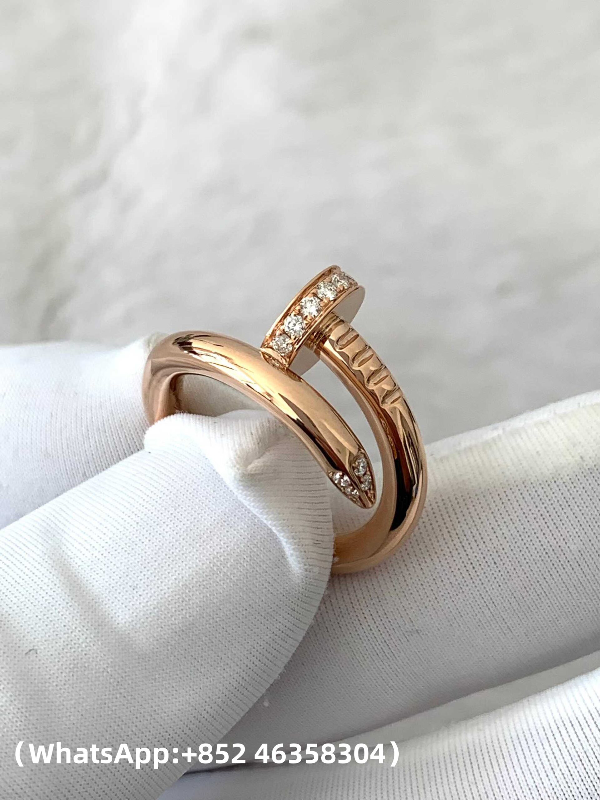 Premium 1:1 Cartier Juste un Clou Ring, Classic Model Replica – Custom Solid 18K Rose Gold with Diamonds