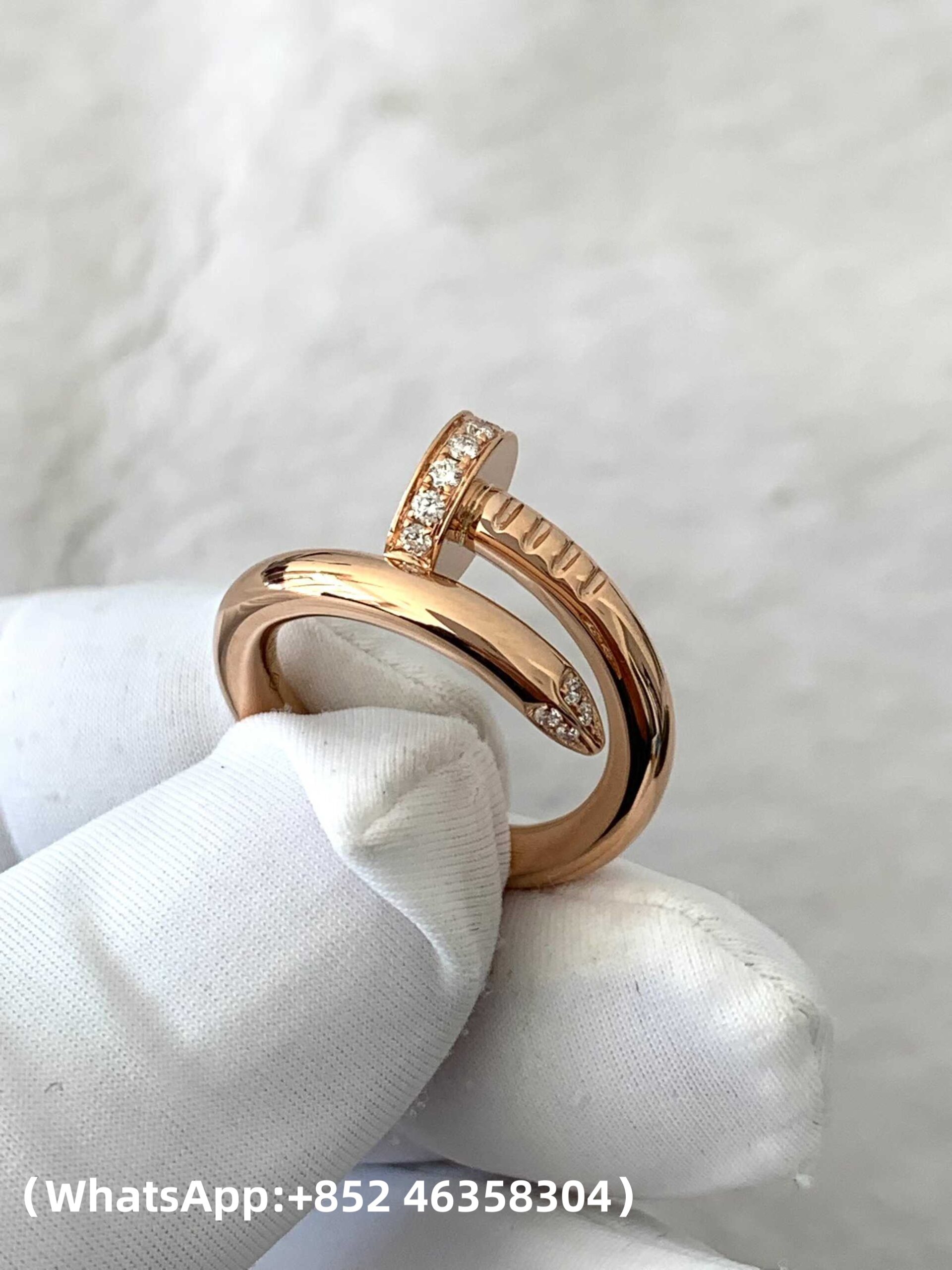 Premium 1:1 Cartier Juste un Clou Ring, Classic Model Replica – Custom Solid 18K Rose Gold with Diamonds