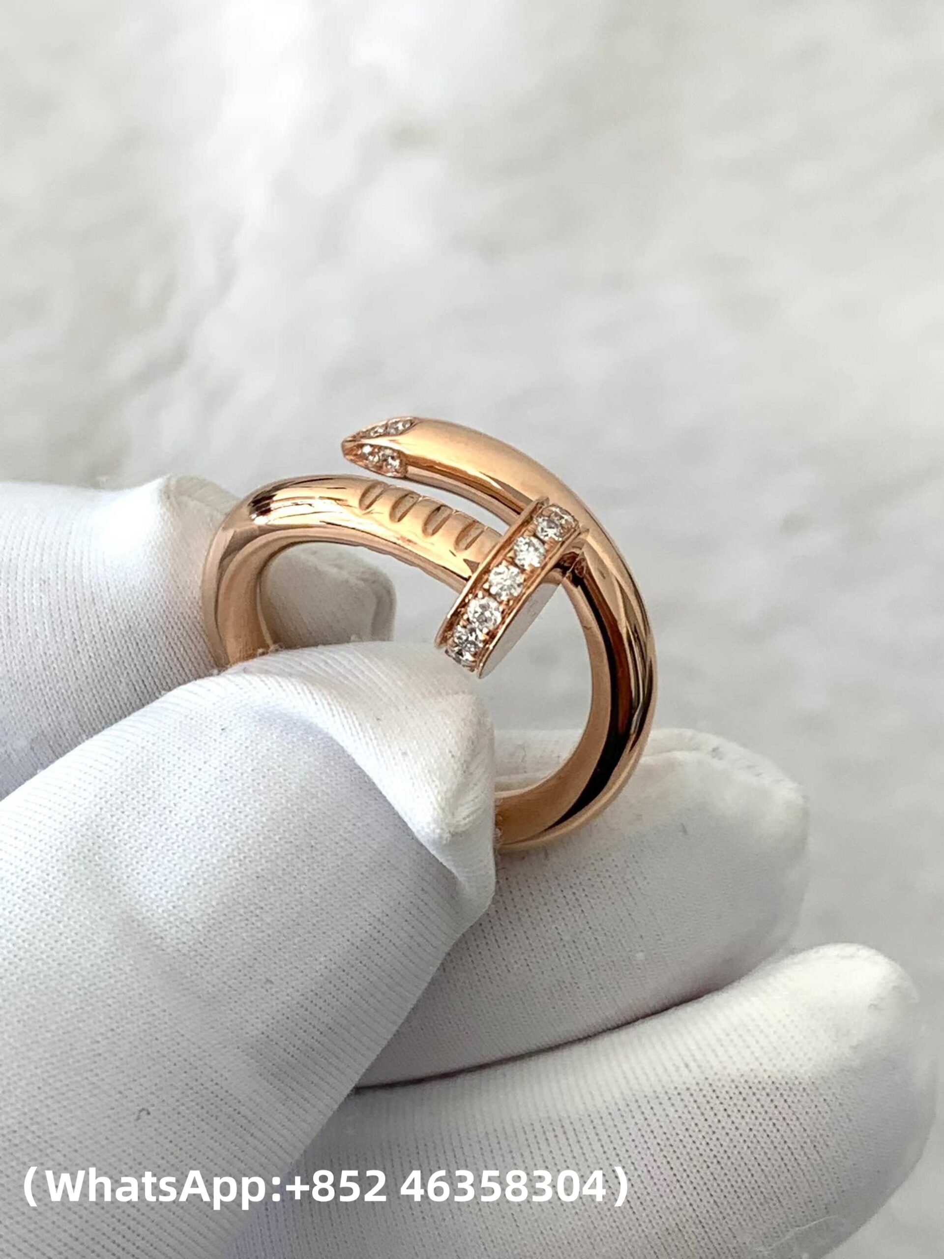 Premium 1:1 Cartier Juste un Clou Ring, Classic Model Replica – Custom Solid 18K Rose Gold with Diamonds