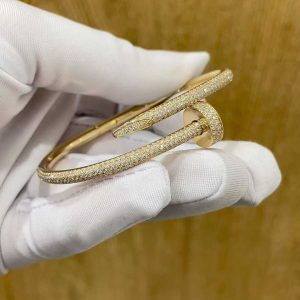 Custom Solid 18K Gold Cartier Jewelry Juste un Clou Bracelet Classic Model Diamonds