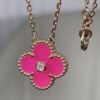 Premium 1:1 Van Cleef & Arpels Raspberry Pink Sèvres Porcelain Vintage Alhambra Bracelet Replica – Custom Solid 18K Rose Gold
