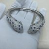 Premium 1:1 Panthère De Cartier Bracelet, Sapphires and Paved Diamonds Replica – Custom Solid 18K White Gold