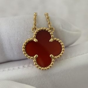 Custom Van Cleef & Arpels Vintage Alhambra Pendant Carnelian
