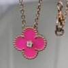 Premium 1:1 Van Cleef & Arpels Raspberry Pink Sèvres Porcelain Vintage Alhambra Bracelet Replica – Custom Solid 18K Rose Gold