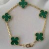 Premium 1:1 Van Cleef & Arpels Vintage Alhambra Bracelet, 5 motifs, Malachite Replica – Custom Solid 18K Yellow Gold