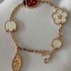 Premium 1:1 Van Cleef & Arpels Lucky Spring Bracelet, 5 Motifs Carnelian, Mother-Of-Pearl, Onyx Replica – Custom Solid 18K Rose Gold
