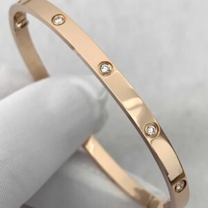 Premium 1:1 Cartier LOVE Bracelet, Small Model, 10 Diamonds Replica – Custom Solid 18K Rose Gold