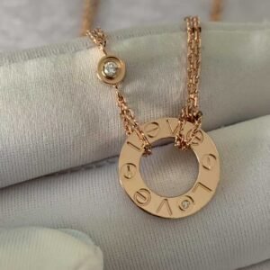 Premium 1:1 Cartier LOVE Pendant, 2 Diamonds Replica – Custom Solid 18K Rose Gold