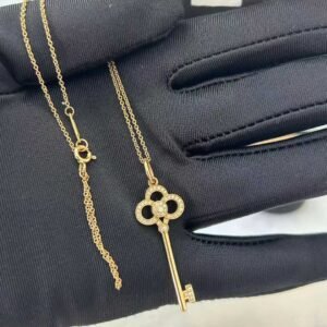 Premium 1:1 Tiffany Keys Crown Key with Diamonds, 1.5" Replica – Custom Solid 18K Yellow Gold
