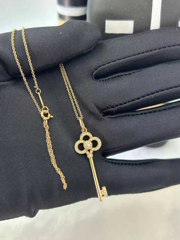 Premium 1:1 Tiffany Keys Crown Key with Diamonds, 1.5" Replica – Custom Solid 18K Yellow Gold