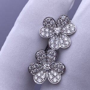 Premium 1:1 Van Cleef & Arpels Frivole Earrings, Small Model Diamond Replica – Custom Solid 18K White Gold