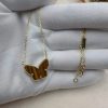 Premium 1:1 Van Cleef & Arpels Lucky Alhambra Butterfly Pendant, Tiger Eye Replica – Custom Solid 18k Yellow Gold