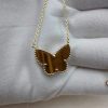 Premium 1:1 Van Cleef & Arpels Lucky Alhambra Butterfly Pendant, Tiger Eye Replica – Custom Solid 18k Yellow Gold