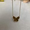 Premium 1:1 Van Cleef & Arpels Lucky Alhambra Butterfly Pendant, Tiger Eye Replica – Custom Solid 18k Yellow Gold
