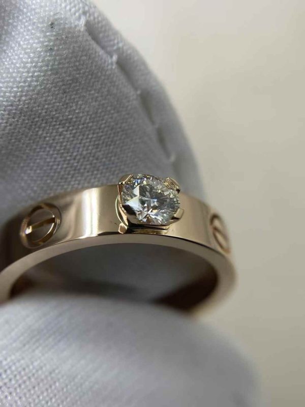 Premium 1:1 Cartier Love Solitaire Diamond Ring Replica – Custom Solid 18k Rose Gold