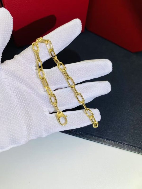 Premium 1:1 Cartier Santos De Cartier Bracelet, Chain Design, Medium Model Replica – Custom Solid 18K Yellow Gold