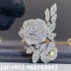 Premium 1:1 Piaget Rose Ring in Rhodium Finish Set with 165 Brilliant-Cut Diamonds Replica – Custom Solid 18k White Gold with Diamonds