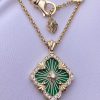 Buccellati OPERA TULLE ENAMEL Gold and Green Enamel Pendant