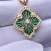 Buccellati OPERA TULLE ENAMEL Gold and Green Enamel Pendant