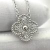 Premium 1:1 Van Cleef & Arpels Vintage Alhambra Pendant, Diamond Replica – Custom Solid 18K White Gold