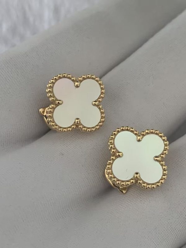 Custom Van Cleef & Arpels Vintage Alhambra Earrings Mother-of-pearl