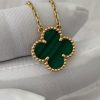 Custom Van Cleef & Arpels Vintage Alhambra Malachite Pendant