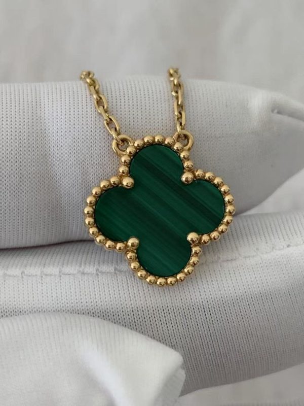 Custom Van Cleef & Arpels Vintage Alhambra Malachite Pendant