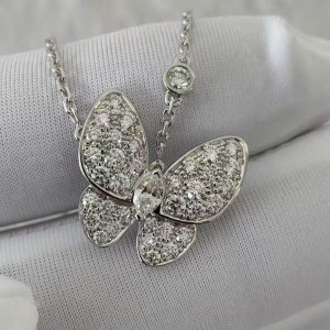 Custom Van Cleef & Arpels Two Butterfly Pendant