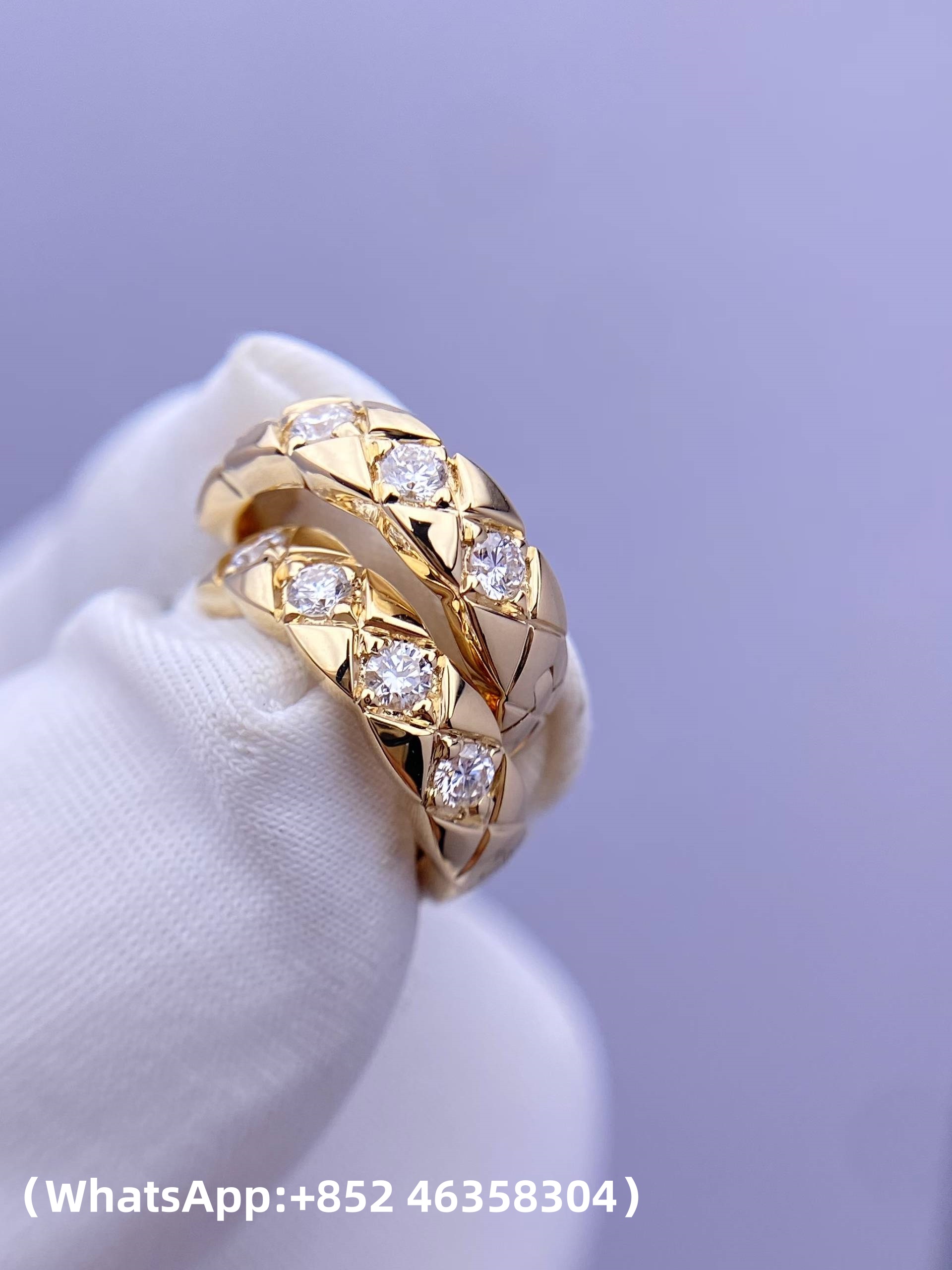 Custom Chanel Coco Crush Single Mini Hoop Quilted Motif earrings