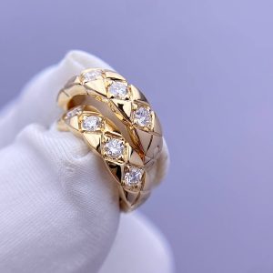 Custom Chanel Coco Crush Single Mini Hoop Quilted Motif earrings