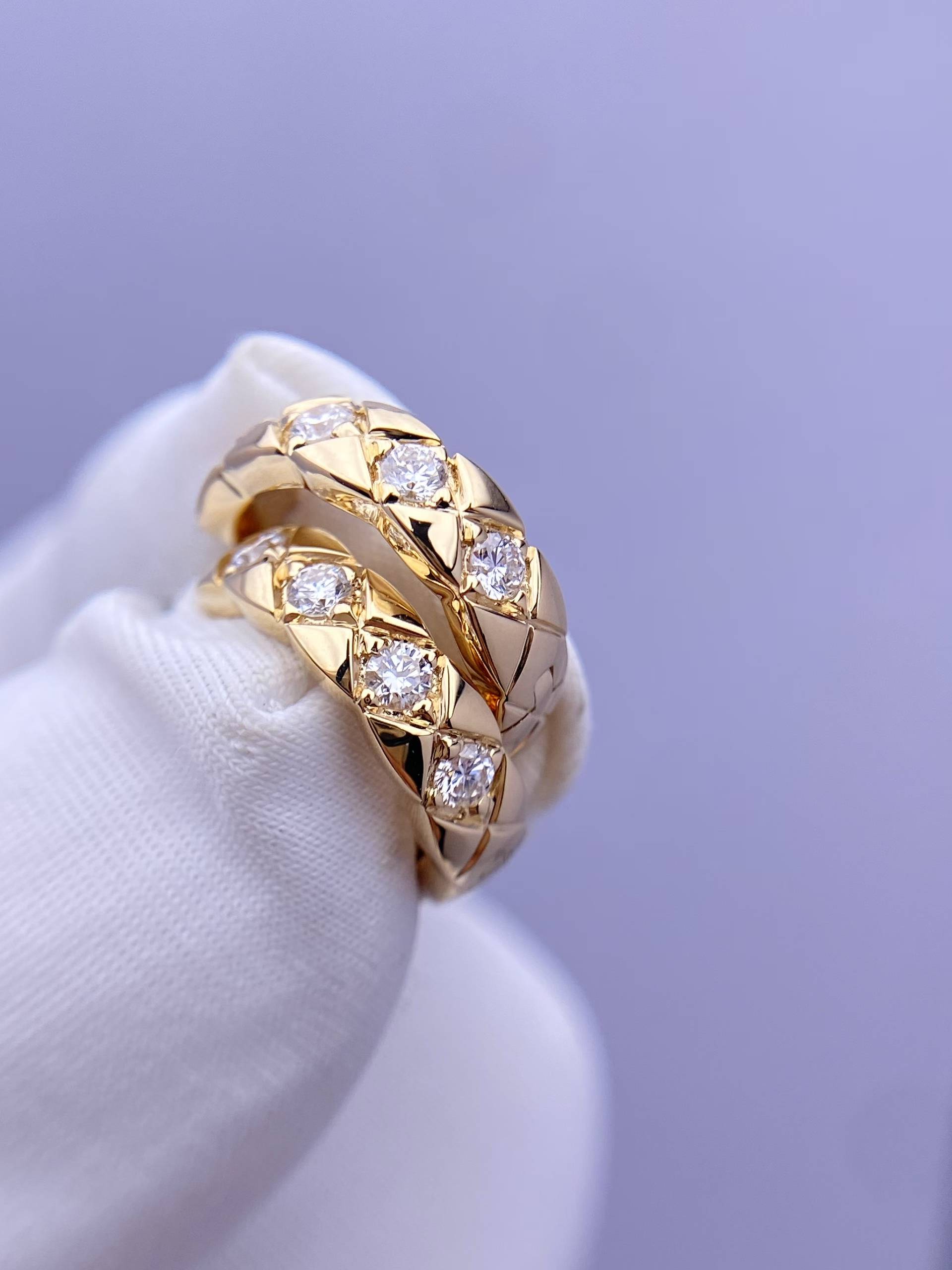 Custom Chanel Coco Crush Single Mini Hoop Quilted Motif earrings