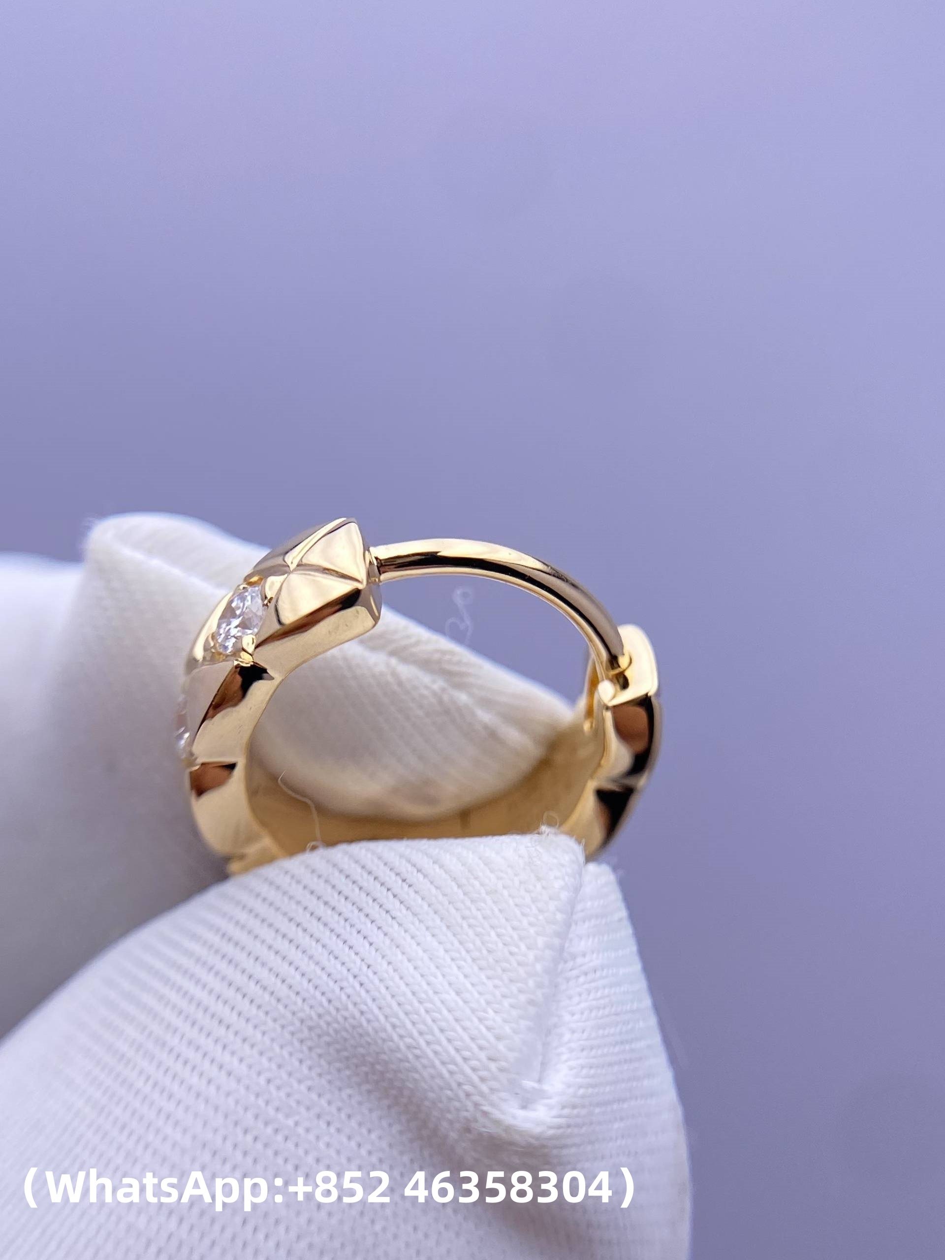 Custom Chanel Coco Crush Single Mini Hoop Quilted Motif earrings