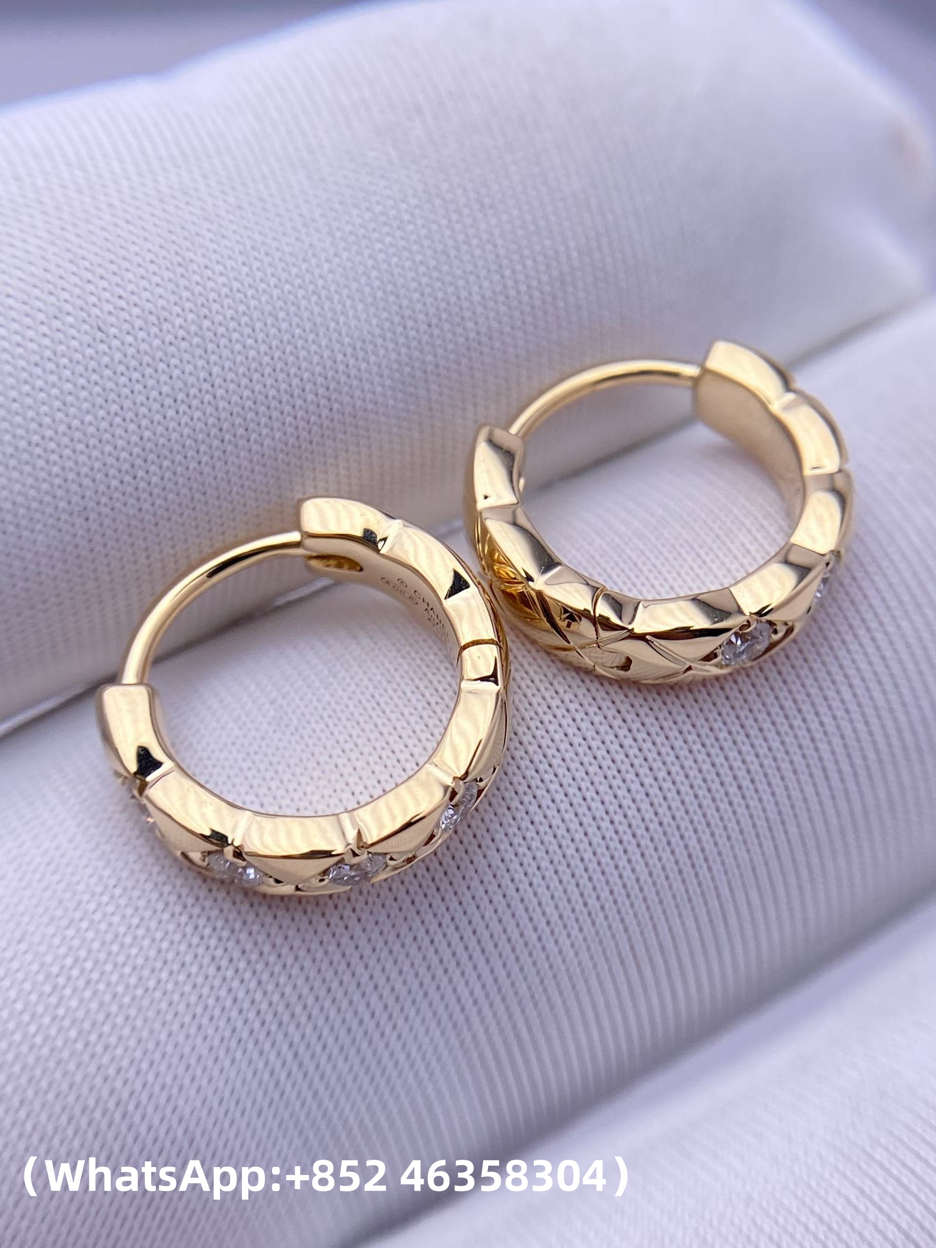 Custom Chanel Coco Crush Single Mini Hoop Quilted Motif earrings