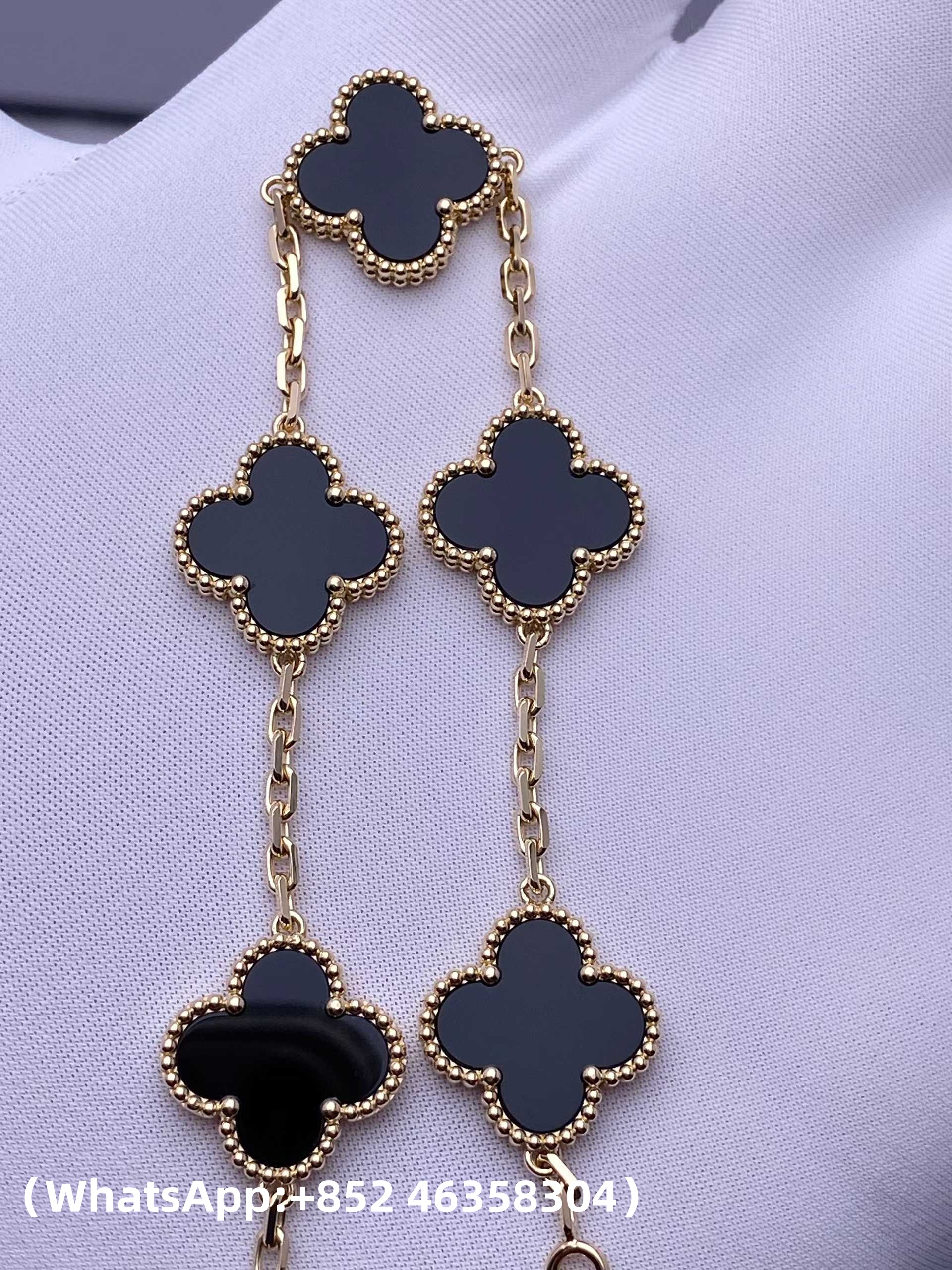 Custom Van Cleef & Arpels Vintage Alhambra Bracelet 5 Motifs Onyx