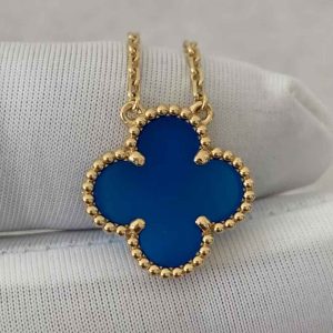 Custom Van Cleef & Arpels Vintage Alhambra Pendant Agate